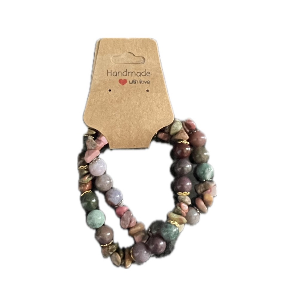 Handmade with Love set of two beaded bracelets.